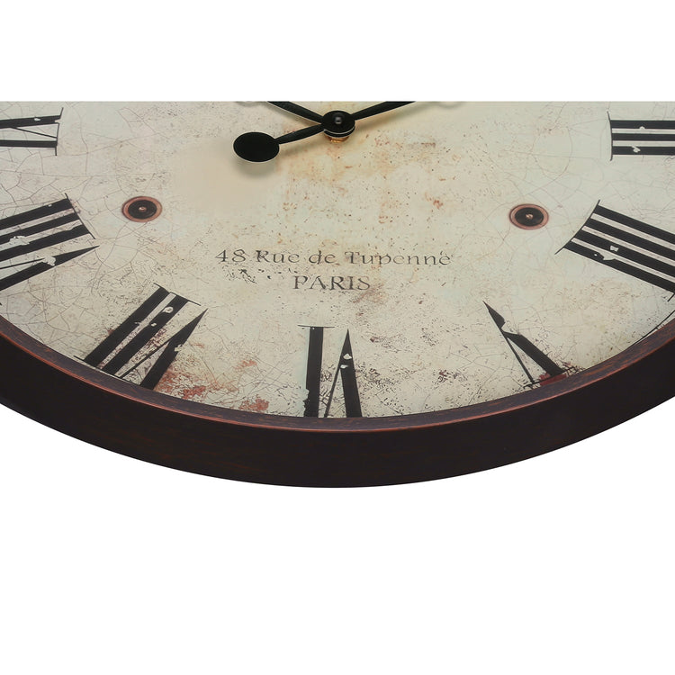 I 9057 - Horloge, 20" Rond, Horloge Murale, Brun Antique, Transitionnel - Simple Boutique
