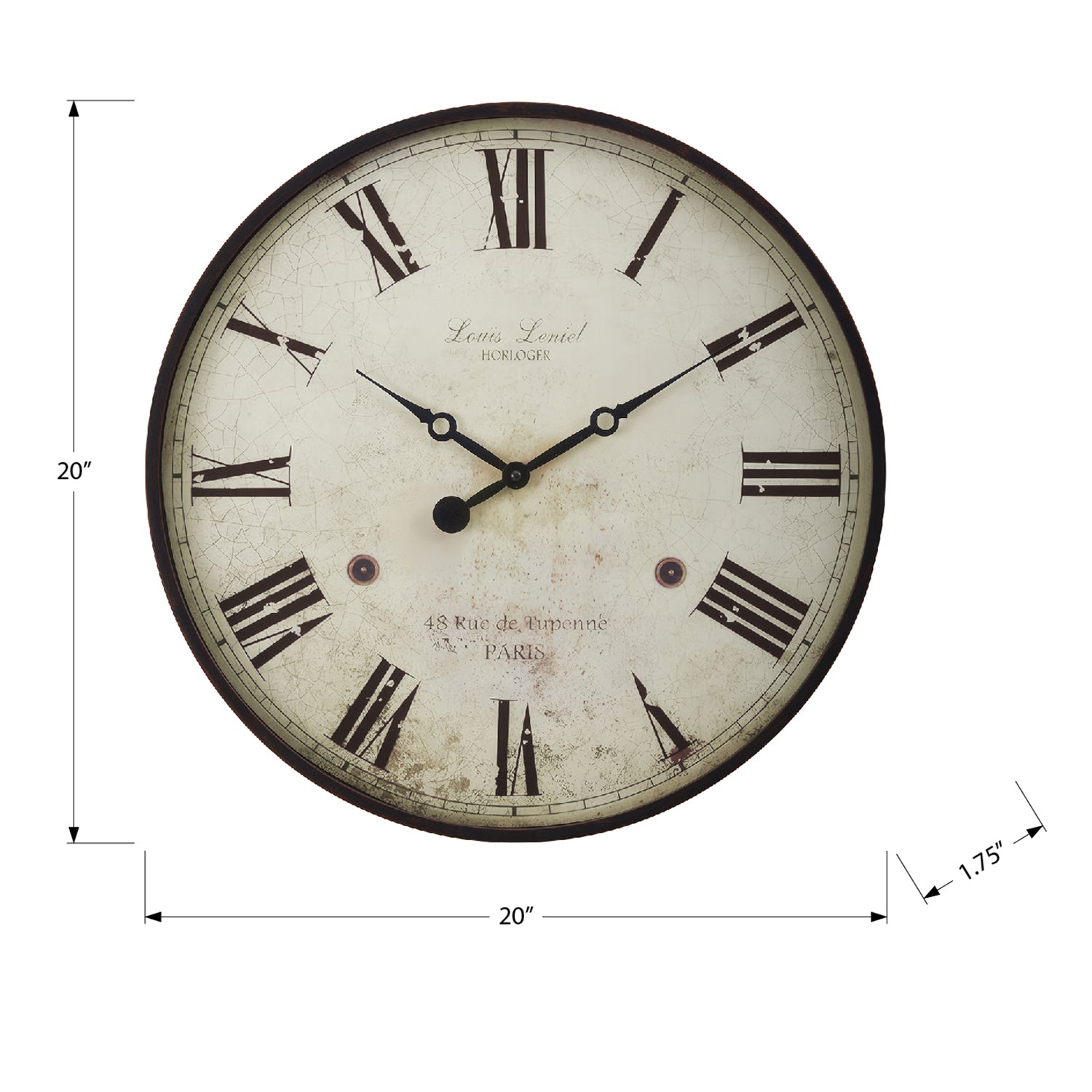 I 9057 - Horloge, 20" Rond, Horloge Murale, Brun Antique, Transitionnel - Simple Boutique