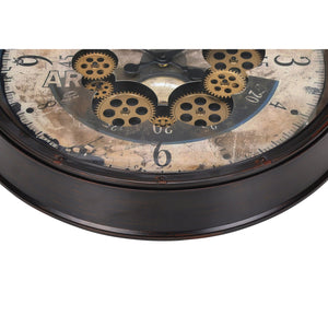I 9061 - Horloge, 20" Rond, Mécanisme D'engrenage, Horloge Murale, Brun, Transitionnel - Simple Boutique