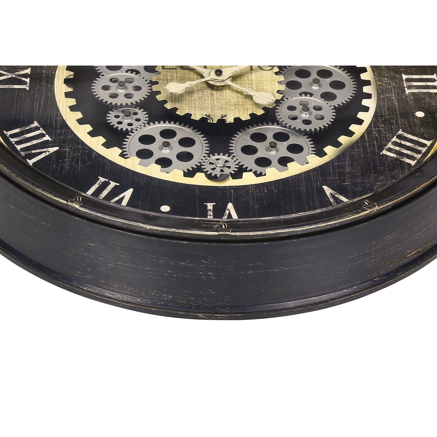 I 9062 - Horloge, 20" Rond, Mécanisme D'engrenage, Horloge Murale, Brun, Transitionnel - Simple Boutique