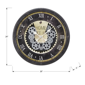 I 9062 - Horloge, 20" Rond, Mécanisme D'engrenage, Horloge Murale, Brun, Transitionnel - Simple Boutique