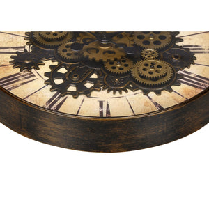 I 9063 - Horloge, 20" Rond, Mécanisme D'engrenage, Horloge Murale, Brun, Transitionnel - Simple Boutique