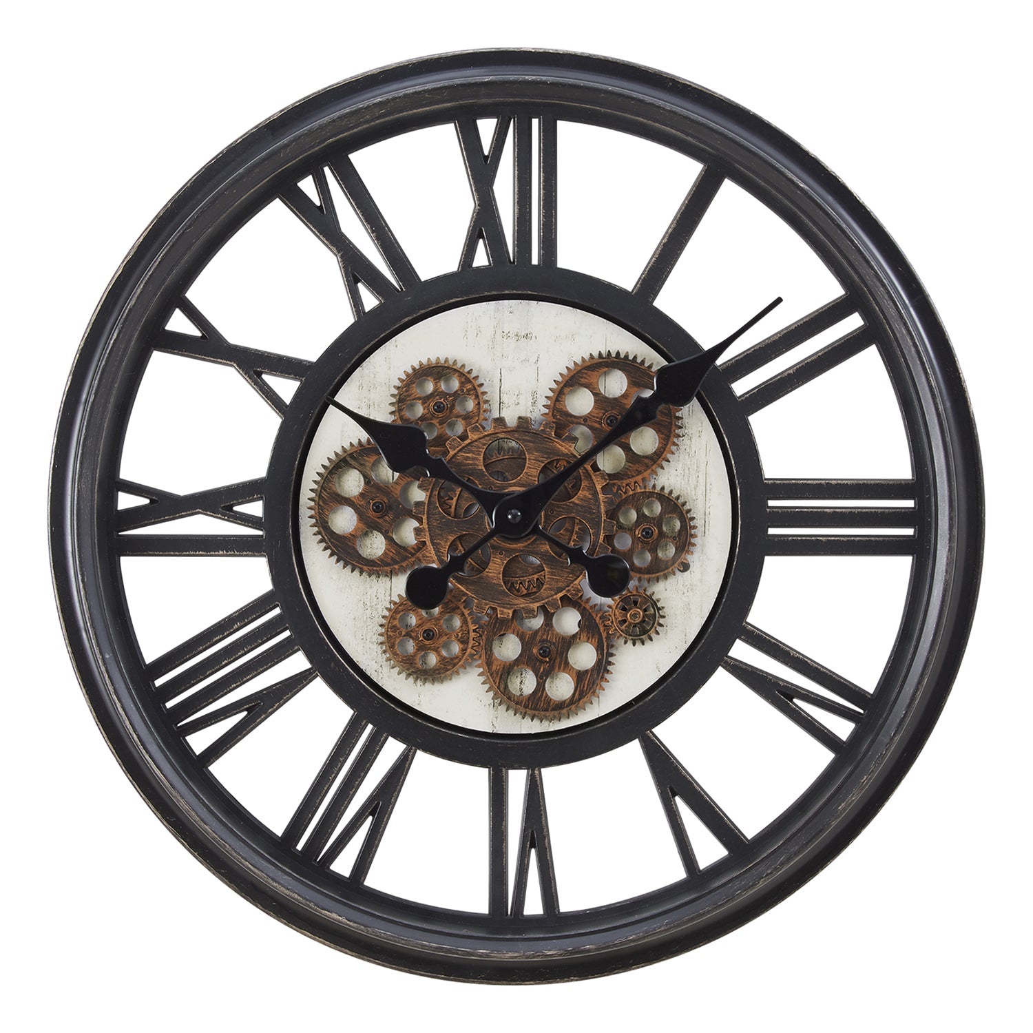 I 9064 - Horloge, 20" Rond, Mécanisme D'engrenage, Horloge Murale, Noir, Transitionnel - Simple Boutique