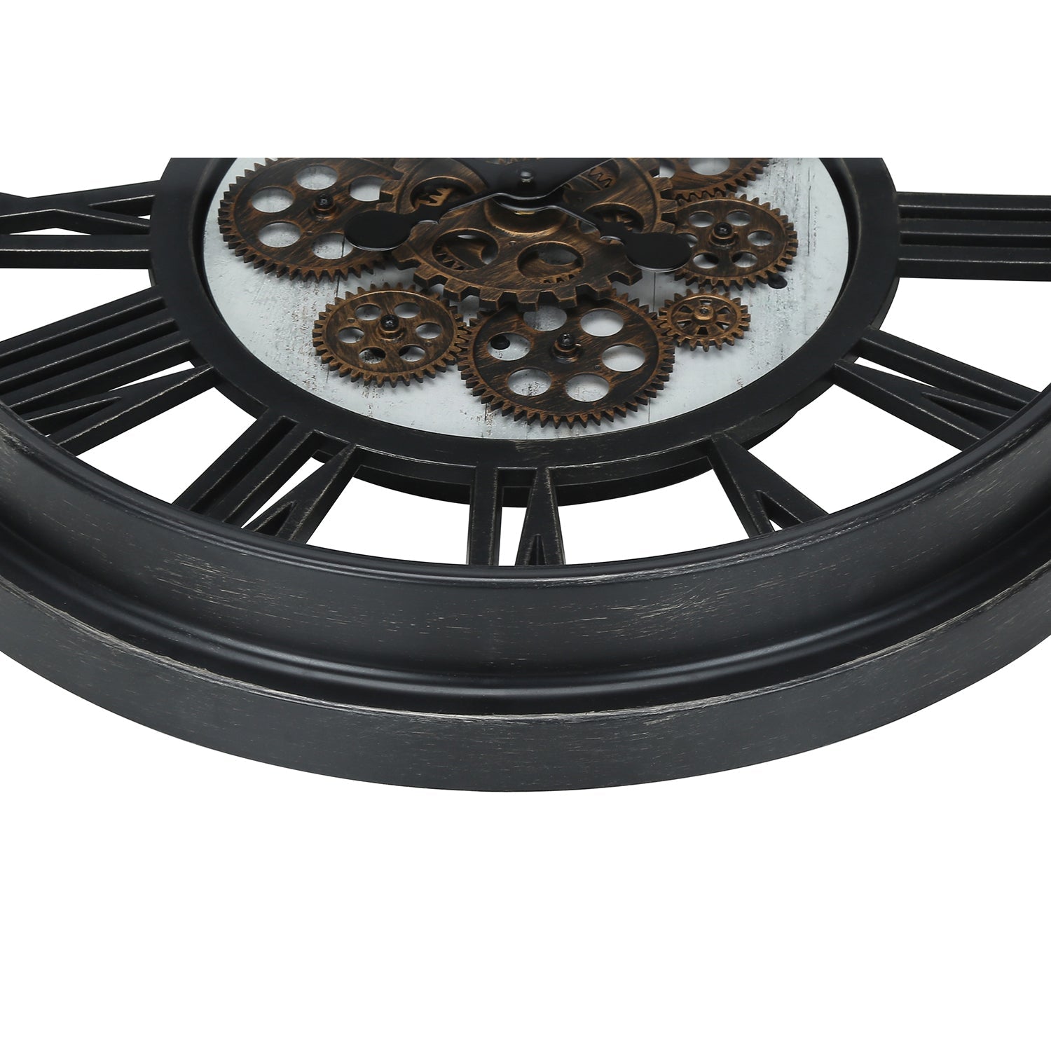 I 9064 - Horloge, 20" Rond, Mécanisme D'engrenage, Horloge Murale, Noir, Transitionnel - Simple Boutique