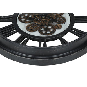 I 9064 - Horloge, 20" Rond, Mécanisme D'engrenage, Horloge Murale, Noir, Transitionnel - Simple Boutique