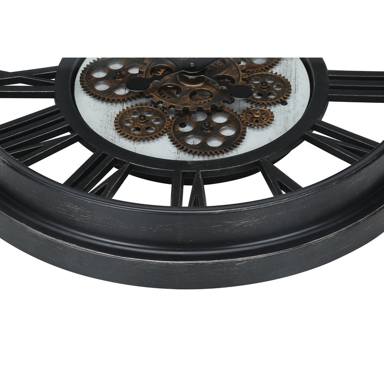 I 9064 - Horloge, 20" Rond, Mécanisme D'engrenage, Horloge Murale, Noir, Transitionnel - Simple Boutique