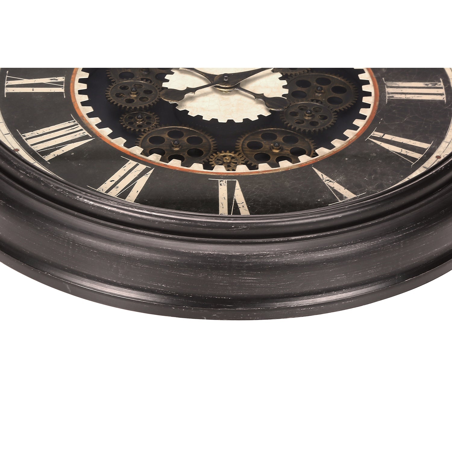 I 9070 - Horloge, 23" Rond, Mécanisme D'engrenage, Horloge Murale, Brun, Transitionnel - Simple Boutique