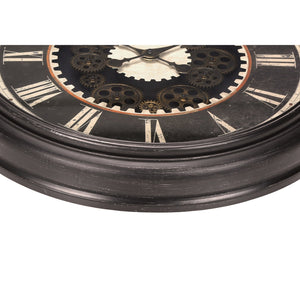 I 9070 - Horloge, 23" Rond, Mécanisme D'engrenage, Horloge Murale, Brun, Transitionnel - Simple Boutique
