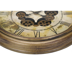 I 9071 - Horloge, 23" Rond, Mécanisme D'engrenage, Horloge Murale, Brun Antique, Transitionnel - Simple Boutique