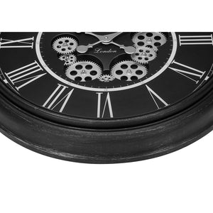 I 9072 - Horloge, 23" Rond, Mécanisme D'engrenage, Horloge Murale, Noir, Transitionnel - Simple Boutique