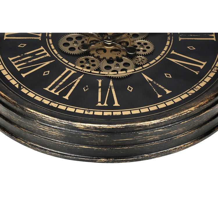 I 9073 - Horloge, 24" Rond, Mécanisme D'engrenage, Horloge Murale, Brun, Transitionnel - Simple Boutique
