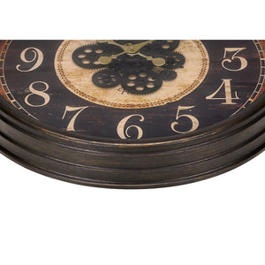 I 9074 - Horloge, 24" Rond, Mécanisme D'engrenage, Horloge Murale, Brun, Traditionnel - Simple Boutique