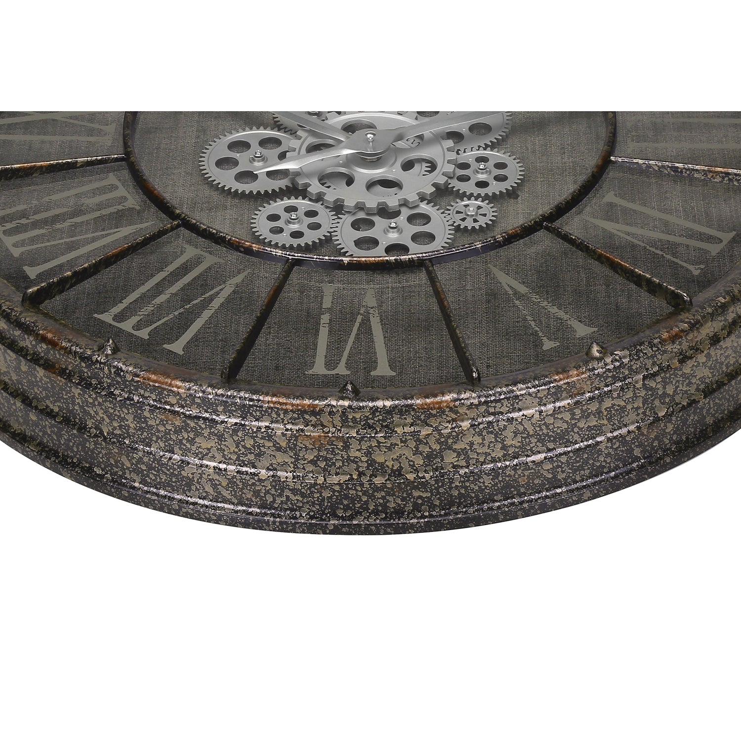 I 9075 - Horloge, 24" Rond, Mécanisme D'engrenage, Horloge Murale, Gris, Transitionnel - Simple Boutique