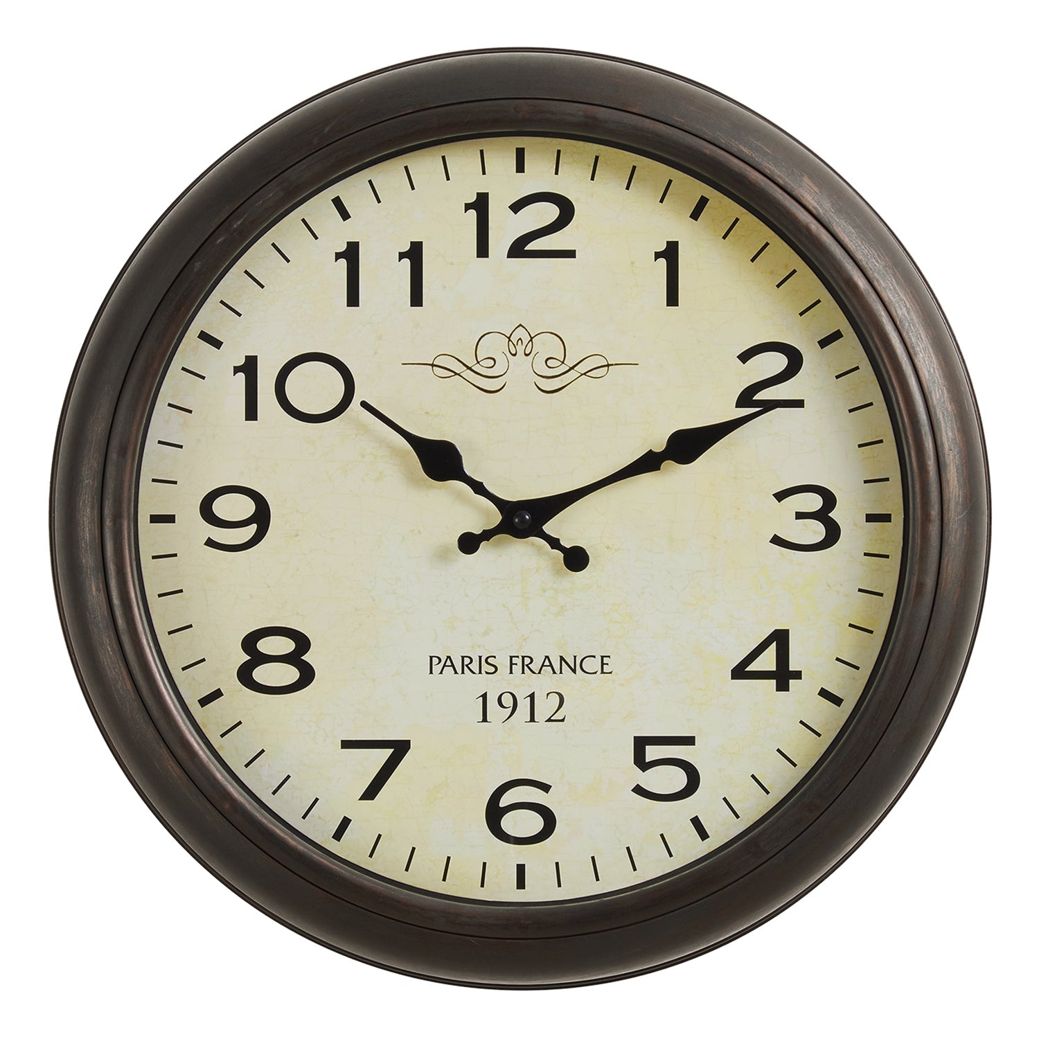 I 9080 - Horloge, 16" Rond, Horloge Murale, Brun Antique, Transitionnel - Simple Boutique