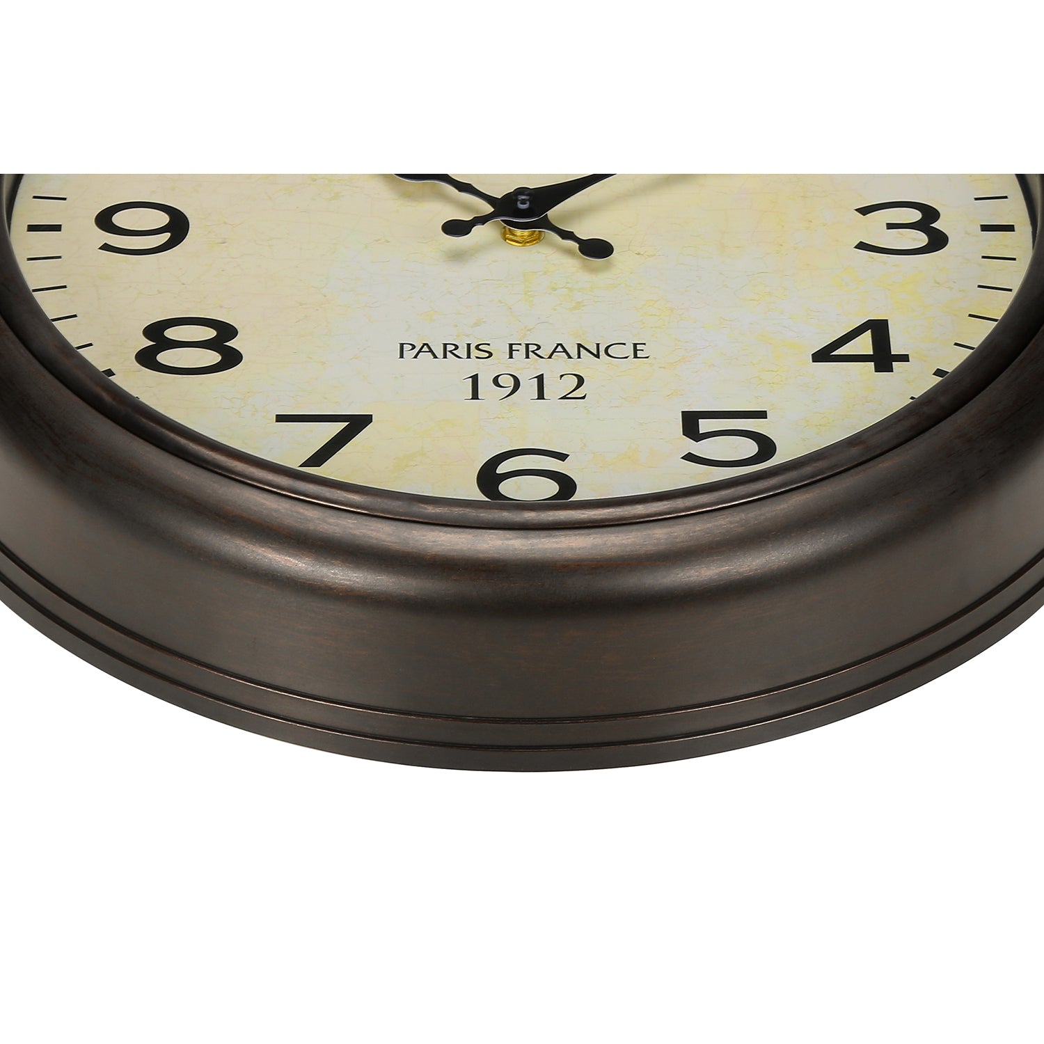 I 9080 - Horloge, 16" Rond, Horloge Murale, Brun Antique, Transitionnel - Simple Boutique