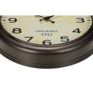 I 9080 - Horloge, 16" Rond, Horloge Murale, Brun Antique, Transitionnel - Simple Boutique