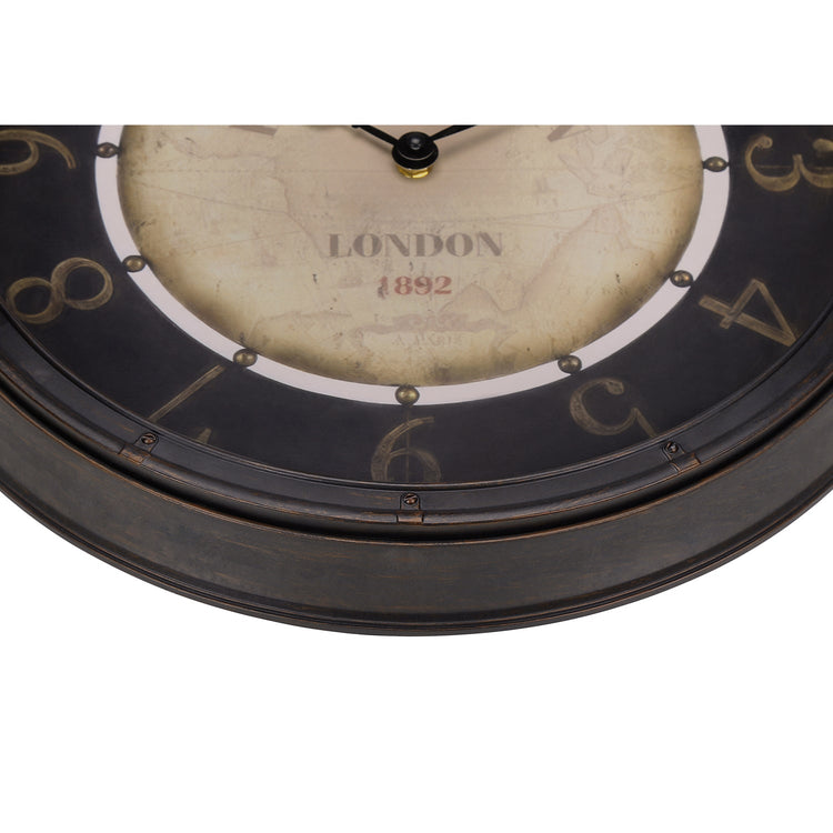 I 9082 - Horloge, 16" Rond, Horloge Murale, Brun Antique, Transitionnel - Simple Boutique