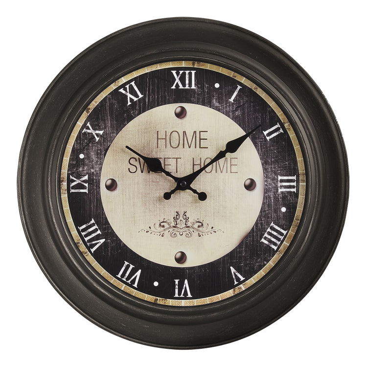 I 9083 - Horloge, 16" Rond, Horloge Murale, Brun Antique, Transitionnel - Simple Boutique
