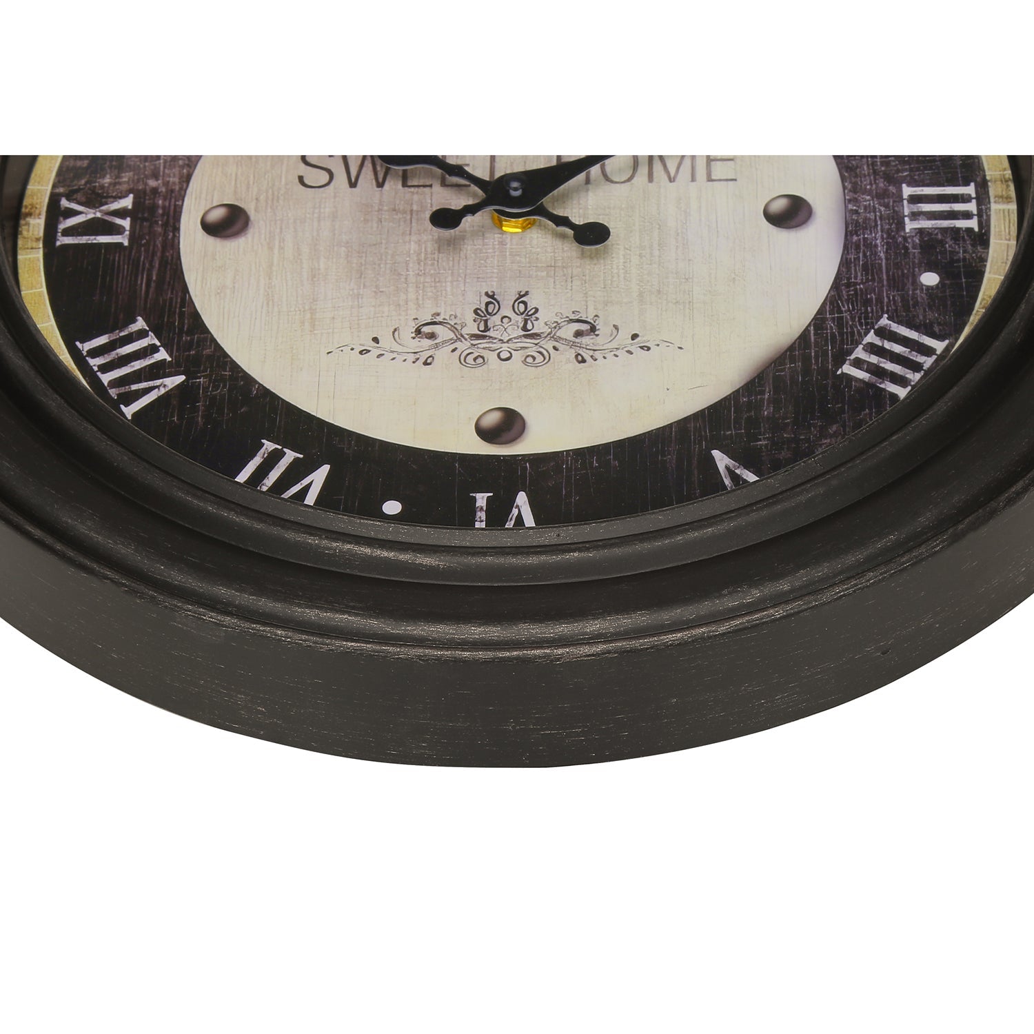 I 9083 - Horloge, 16" Rond, Horloge Murale, Brun Antique, Transitionnel - Simple Boutique