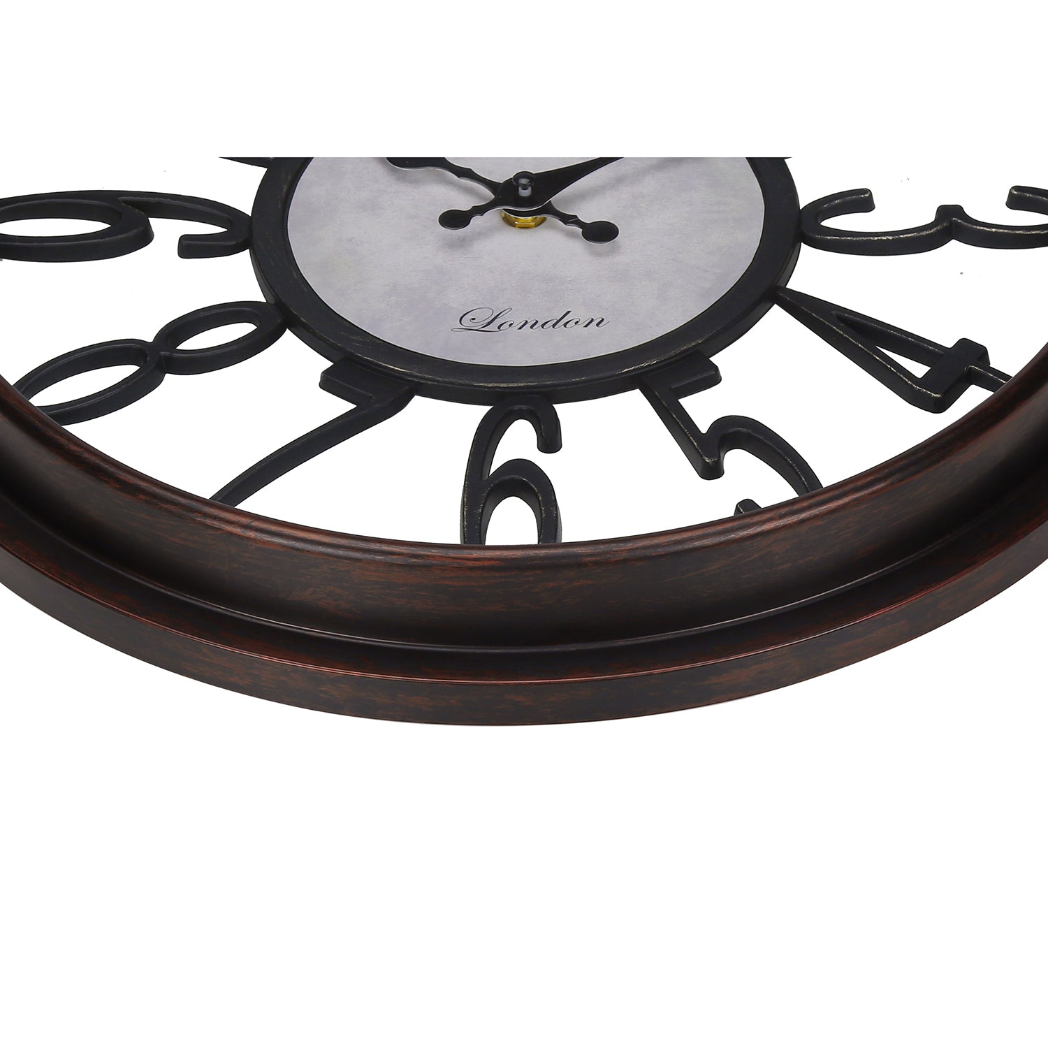 I 9084 - Horloge, 16" Rond, Horloge Murale, Brun Antique, Transitionnel - Simple Boutique