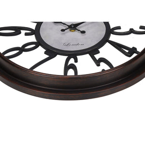 I 9084 - Horloge, 16" Rond, Horloge Murale, Brun Antique, Transitionnel - Simple Boutique