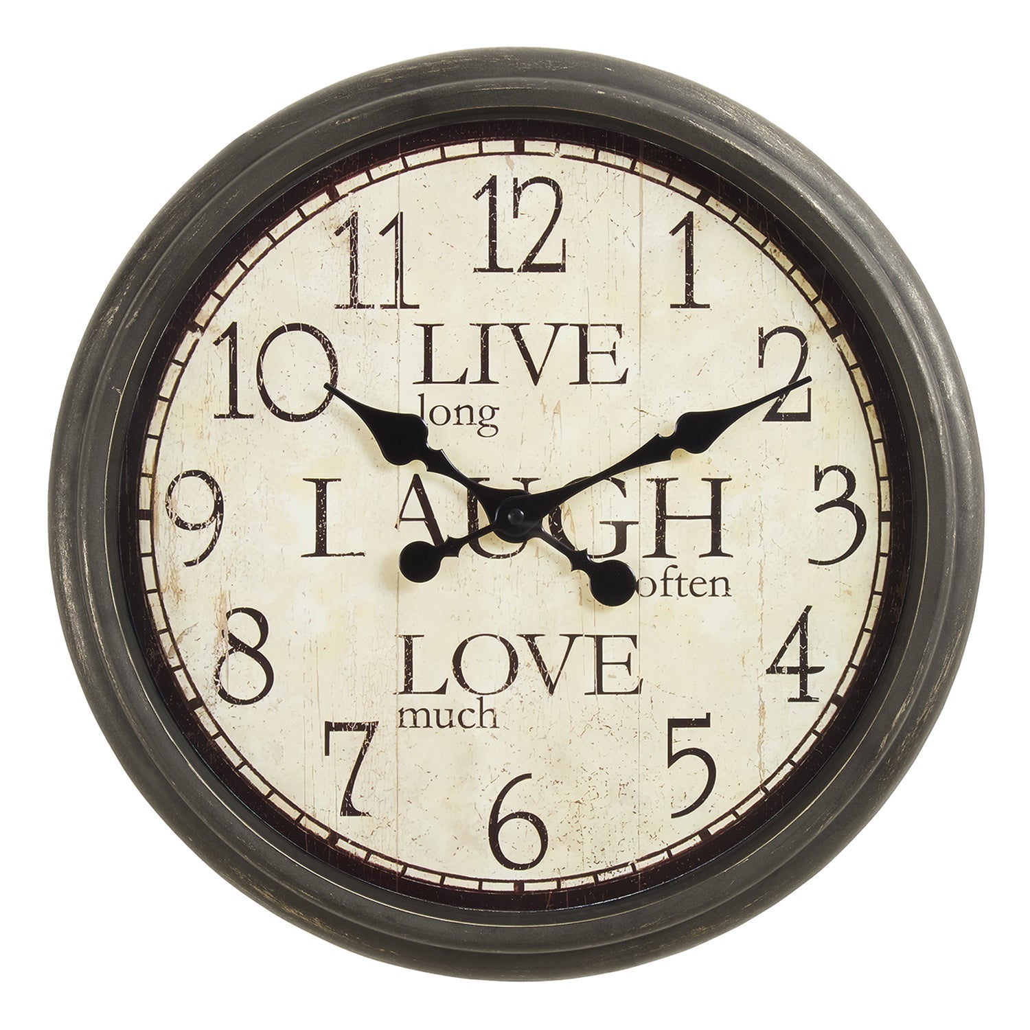 I 9085 - Horloge, 16" Rond, Horloge Murale, Brun Antique, Transitionnel - Simple Boutique
