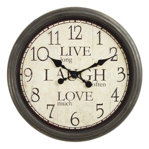 I 9085 - Horloge, 16" Rond, Horloge Murale, Brun Antique, Transitionnel - Simple Boutique