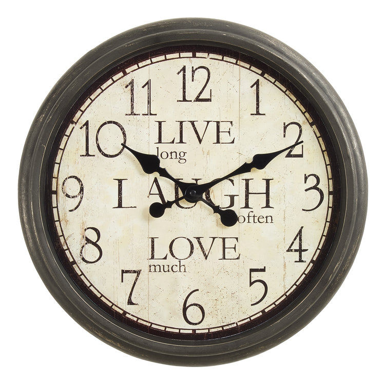 I 9085 - Horloge, 16" Rond, Horloge Murale, Brun Antique, Transitionnel - Simple Boutique