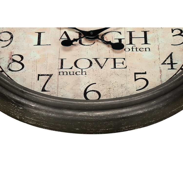 I 9085 - Horloge, 16" Rond, Horloge Murale, Brun Antique, Transitionnel - Simple Boutique