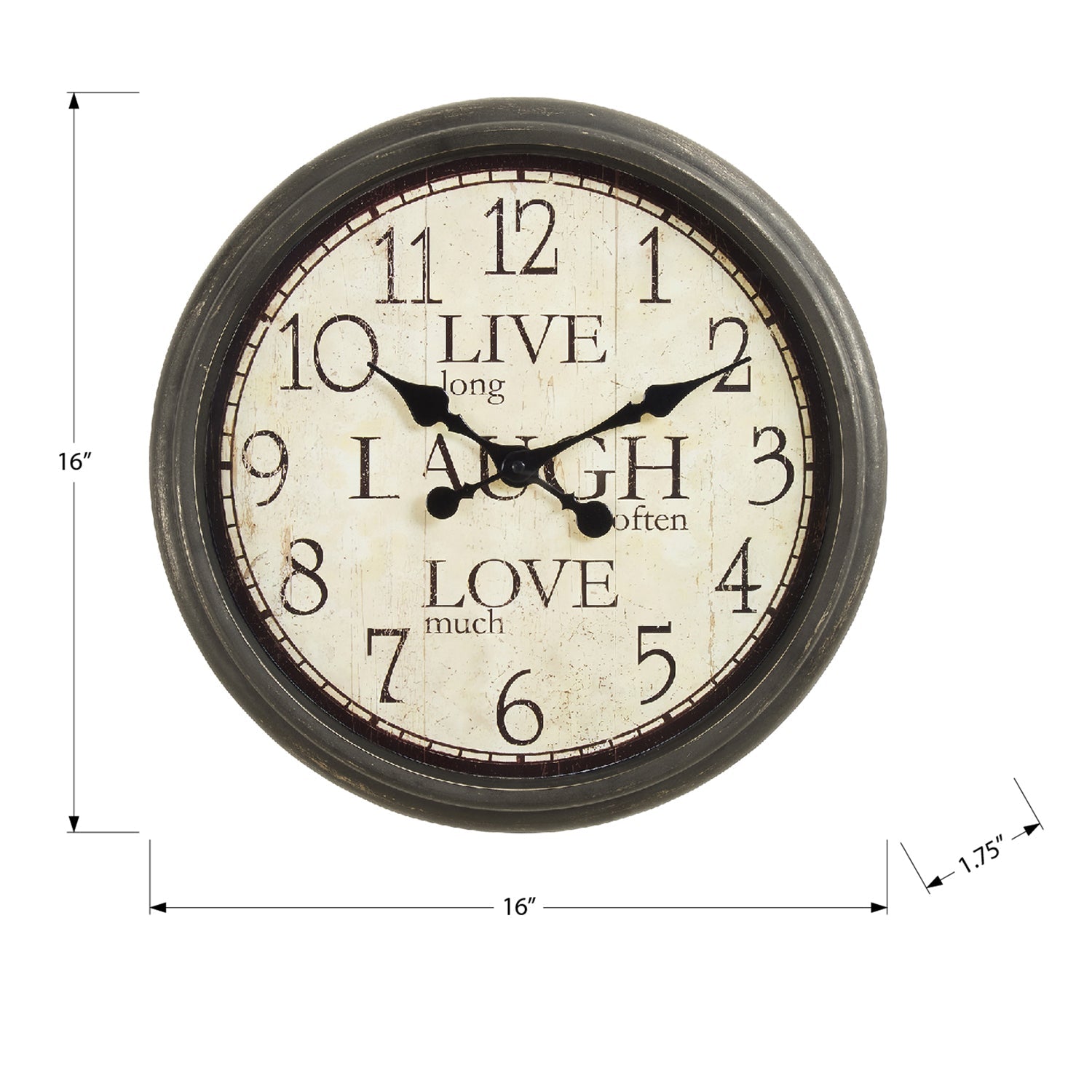 I 9085 - Horloge, 16" Rond, Horloge Murale, Brun Antique, Transitionnel - Simple Boutique