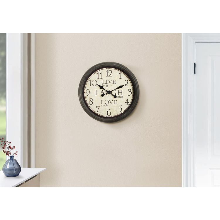 I 9085 - Horloge, 16" Rond, Horloge Murale, Brun Antique, Transitionnel - Simple Boutique