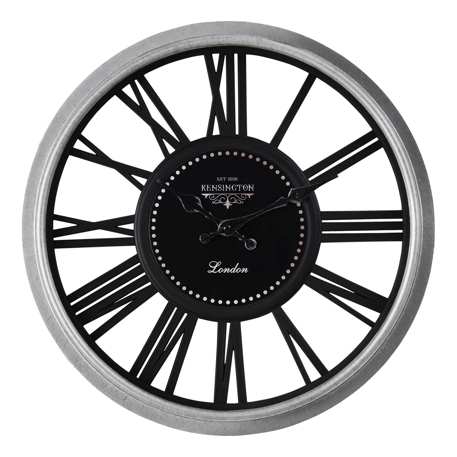 I 9086 - Horloge, 16" Rond, Horloge Murale, Argent, Noir, Transitionnel - Simple Boutique