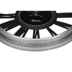 I 9086 - Horloge, 16" Rond, Horloge Murale, Argent, Noir, Transitionnel - Simple Boutique