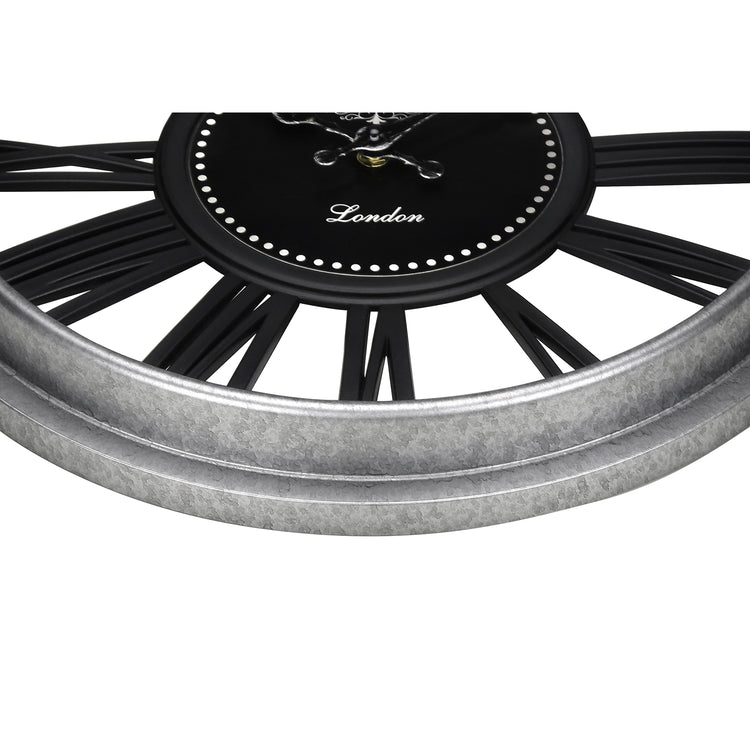 I 9086 - Horloge, 16" Rond, Horloge Murale, Argent, Noir, Transitionnel - Simple Boutique