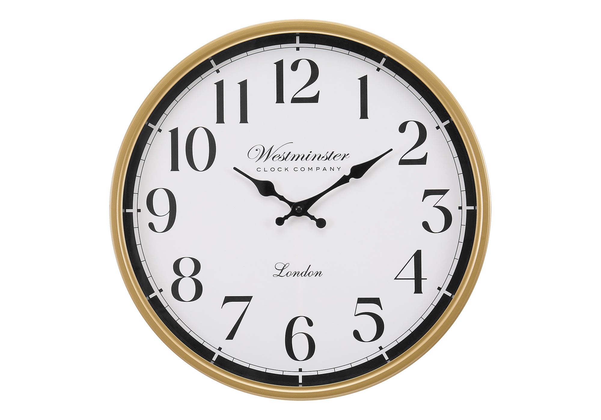 I 9088 - Horloge, 16'' Rond, Horloge Murale, Cadre Doré, Transitionnel - Simple Boutique