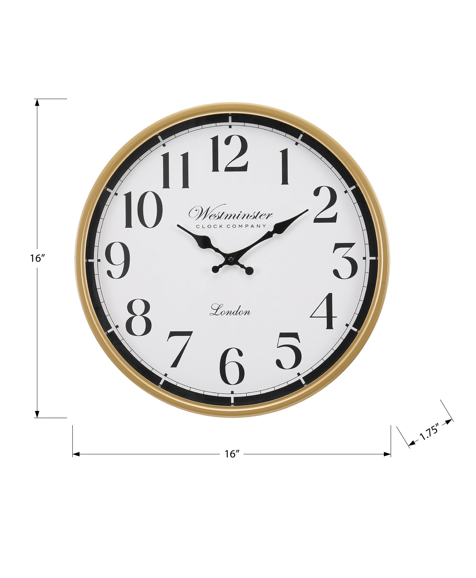 I 9088 - Horloge, 16'' Rond, Horloge Murale, Cadre Doré, Transitionnel - Simple Boutique