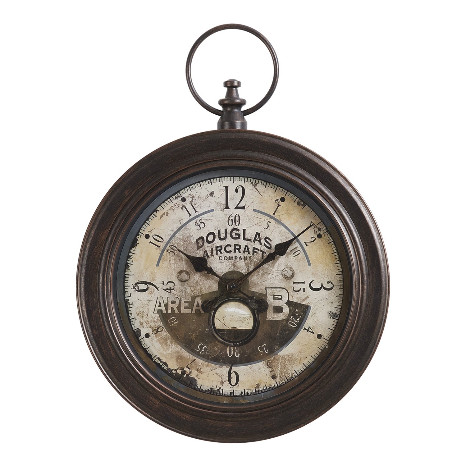 I 9090 - Horloge, 18" Rond, Horloge Murale, Brun Antique, Traditionnel - Simple Boutique