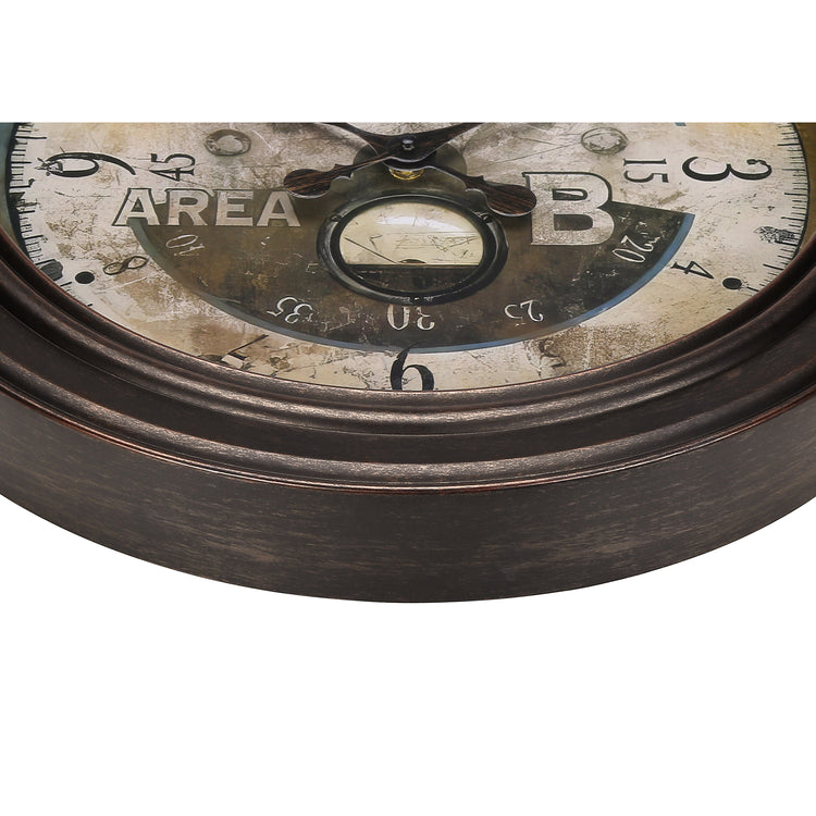 I 9090 - Horloge, 18" Rond, Horloge Murale, Brun Antique, Traditionnel - Simple Boutique