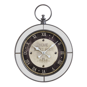 I 9091 - Horloge, 18" Rond, Horloge Murale, Brun, Miroir, Transitionnel - Simple Boutique