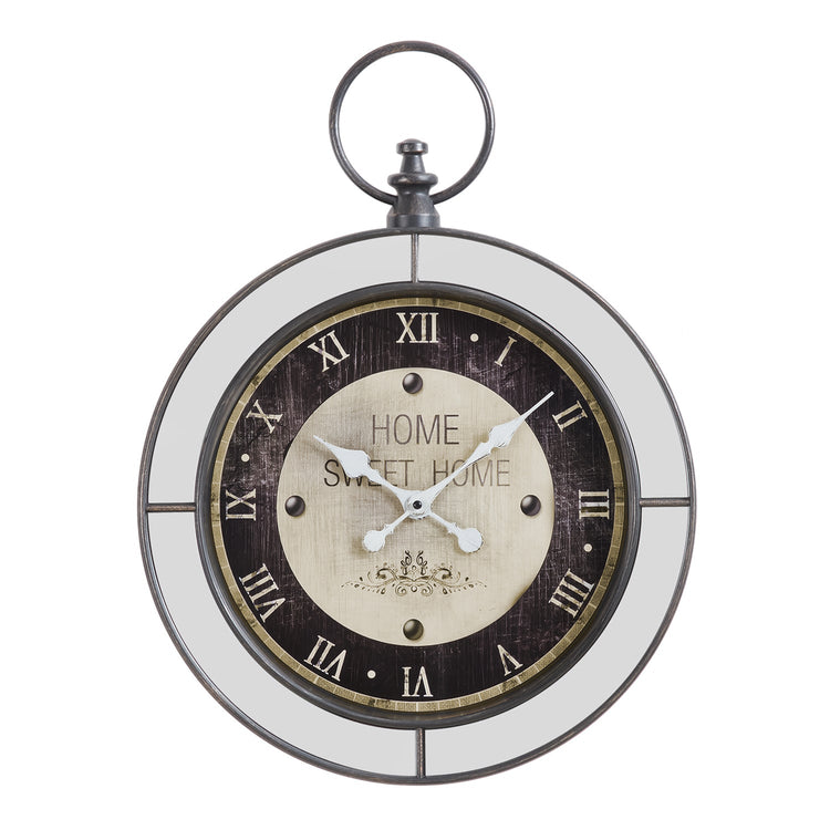 I 9091 - Horloge, 18" Rond, Horloge Murale, Brun, Miroir, Transitionnel - Simple Boutique