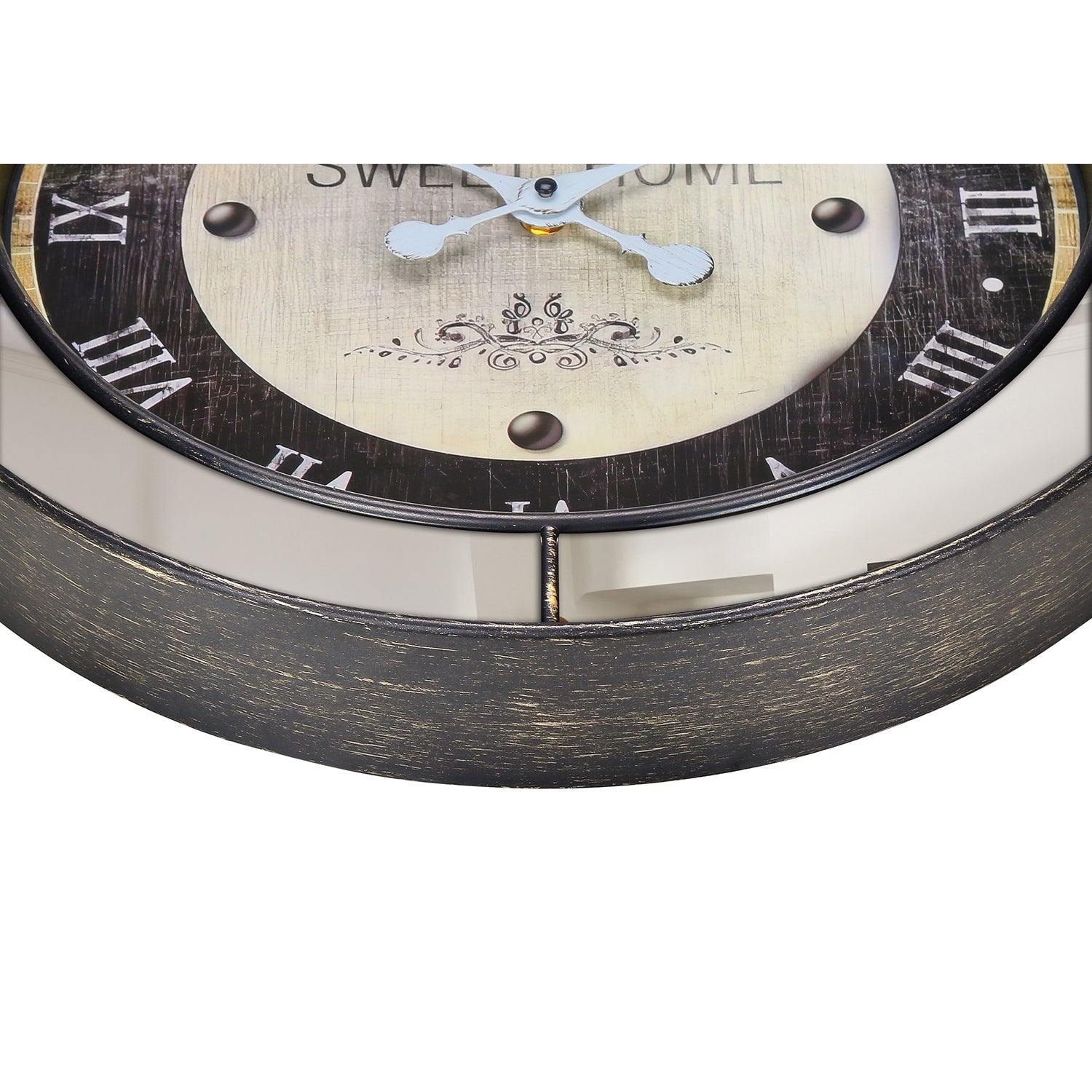 I 9091 - Horloge, 18" Rond, Horloge Murale, Brun, Miroir, Transitionnel - Simple Boutique