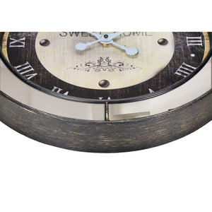 I 9091 - Horloge, 18" Rond, Horloge Murale, Brun, Miroir, Transitionnel - Simple Boutique