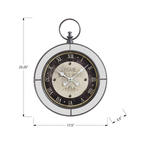 I 9091 - Horloge, 18" Rond, Horloge Murale, Brun, Miroir, Transitionnel - Simple Boutique