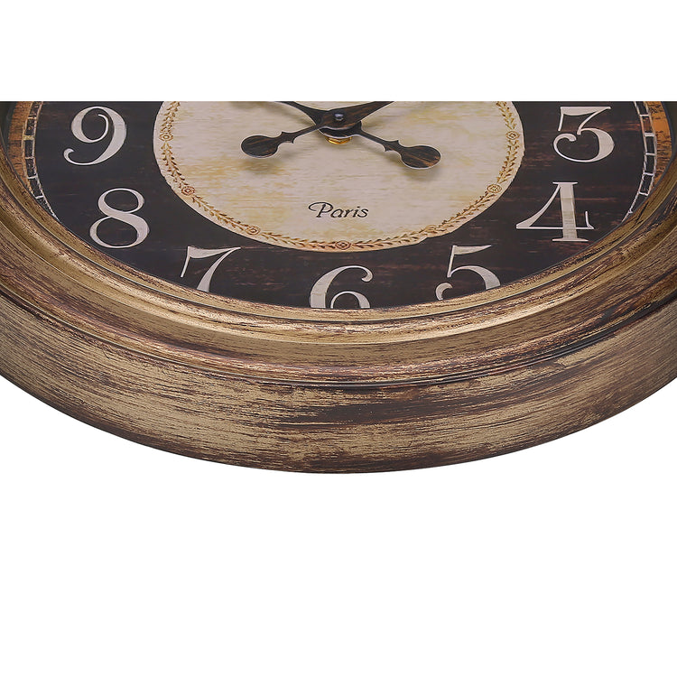 I 9092 - Horloge, 18" Rond, Horloge Murale, Brun Antique, Traditionnel - Simple Boutique