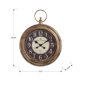 I 9092 - Horloge, 18" Rond, Horloge Murale, Brun Antique, Traditionnel - Simple Boutique