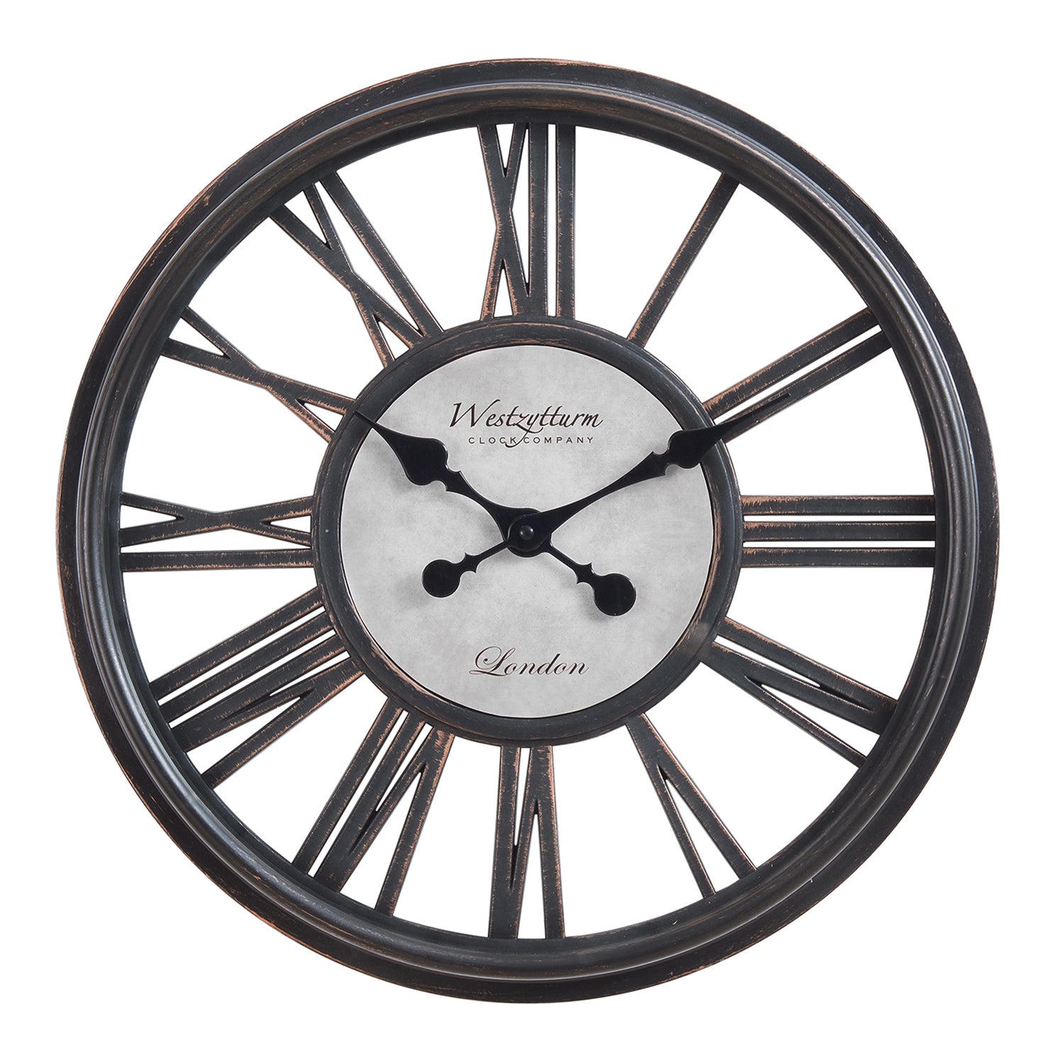 I 9093 - Horloge, 18" Rond, Horloge Murale, Noir Antique, Transitionnel - Simple Boutique