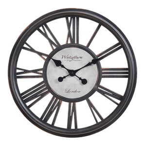 I 9093 - Horloge, 18" Rond, Horloge Murale, Noir Antique, Transitionnel - Simple Boutique
