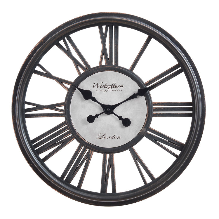 I 9093 - Horloge, 18" Rond, Horloge Murale, Noir Antique, Transitionnel - Simple Boutique