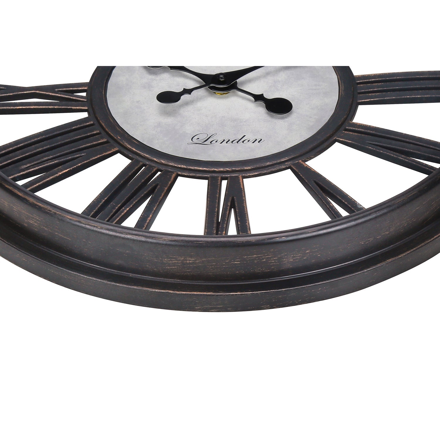 I 9093 - Horloge, 18" Rond, Horloge Murale, Noir Antique, Transitionnel - Simple Boutique