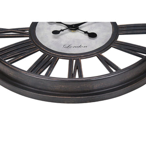 I 9093 - Horloge, 18" Rond, Horloge Murale, Noir Antique, Transitionnel - Simple Boutique